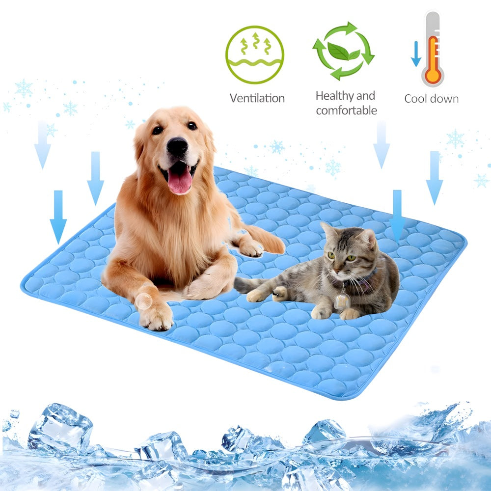 Close-up of the Select Society Pet Ice Silk Cooling Mat texture, highlighting the cooling material.