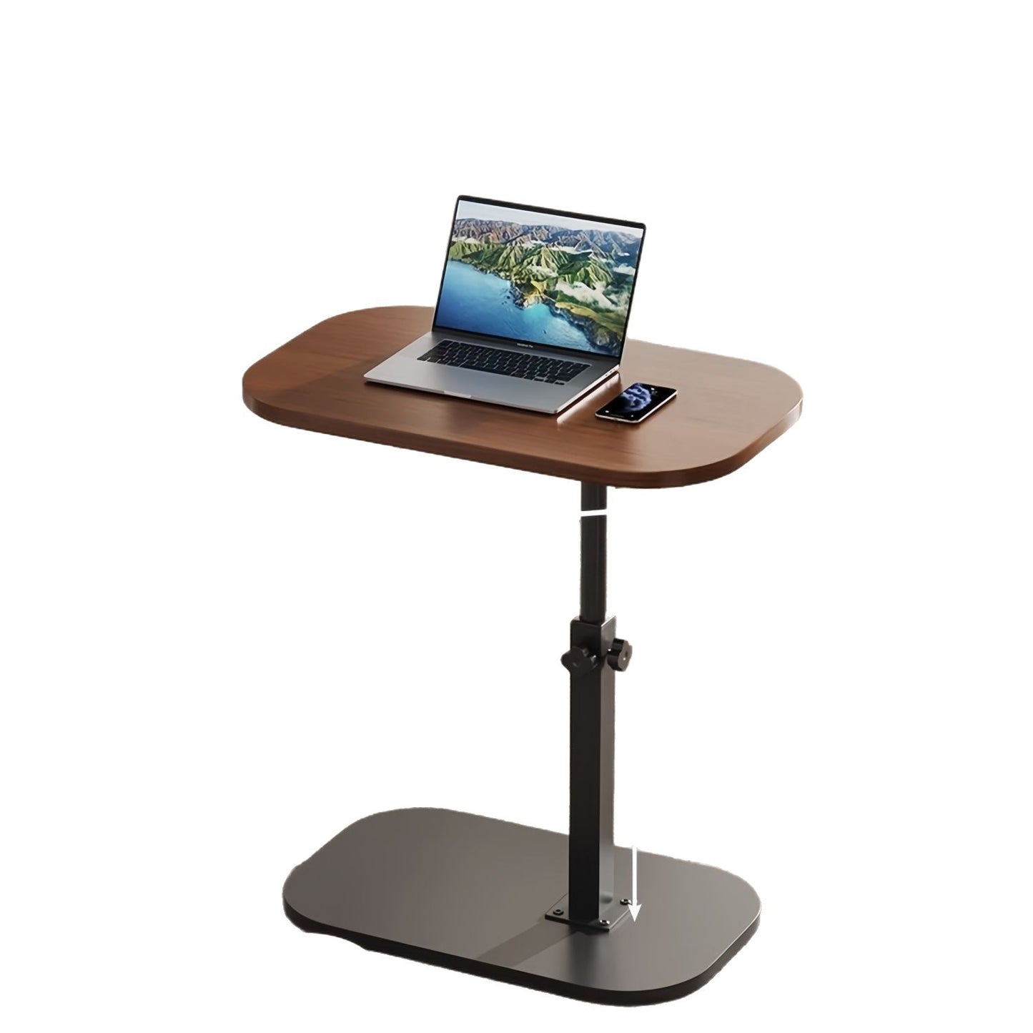 Select Society Adjustable Sofa Side Table 60cm, viewed from an angle highlighting its height adjustment mechanism.