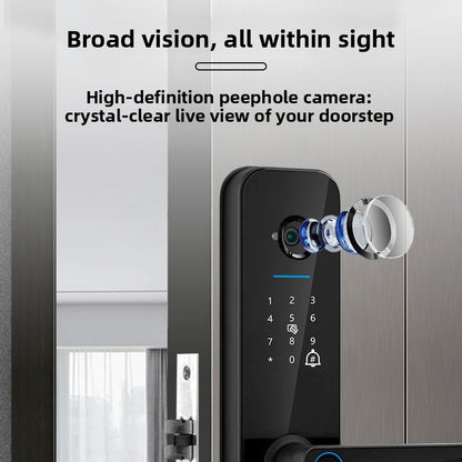 Interior view of the Select Society Smart Door Lock, revealing the robust battery compartment and secure mechanism.