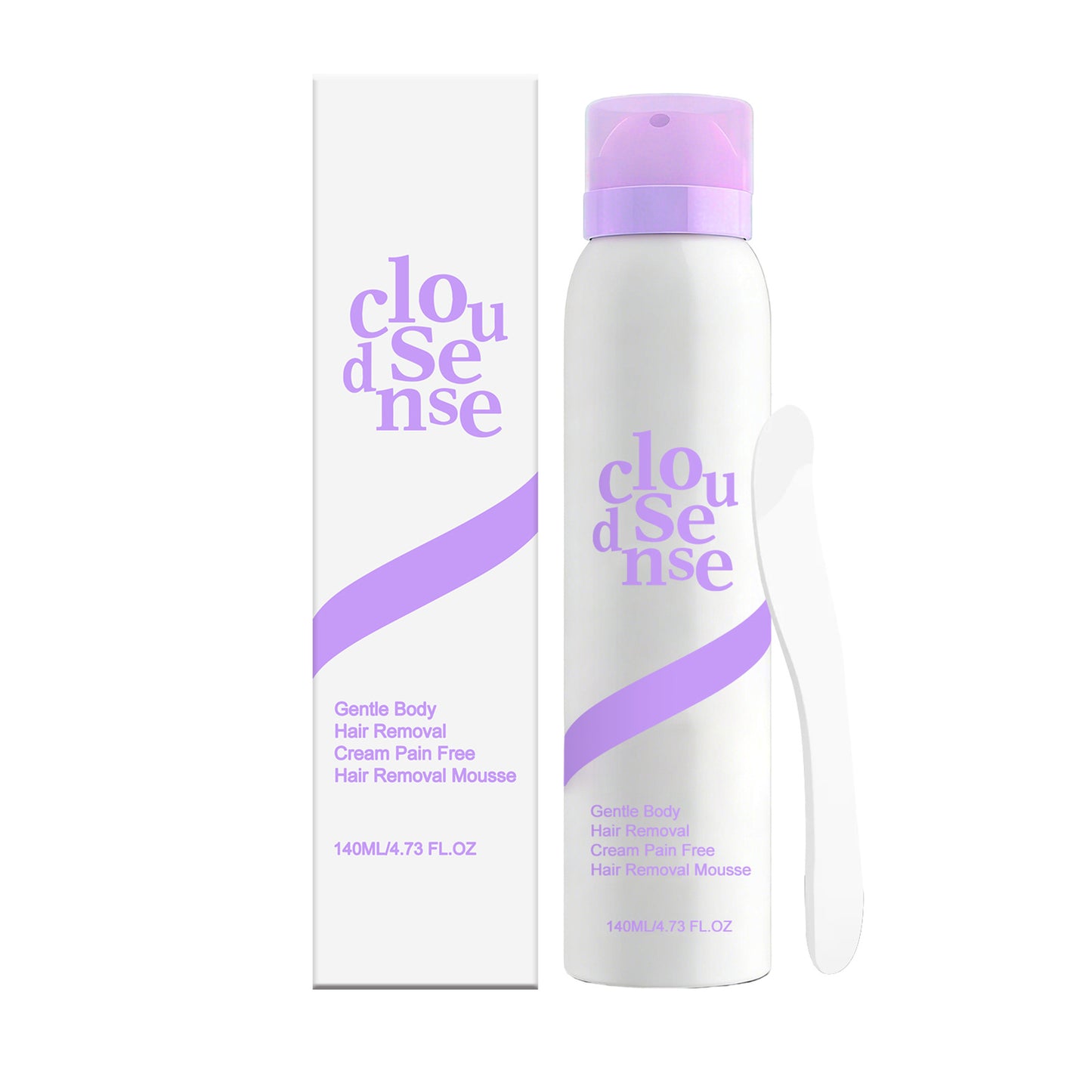 Select Society Gentle Hair Removal Mousse 140ml, showcasing its sleek bottle design and soft color palette.