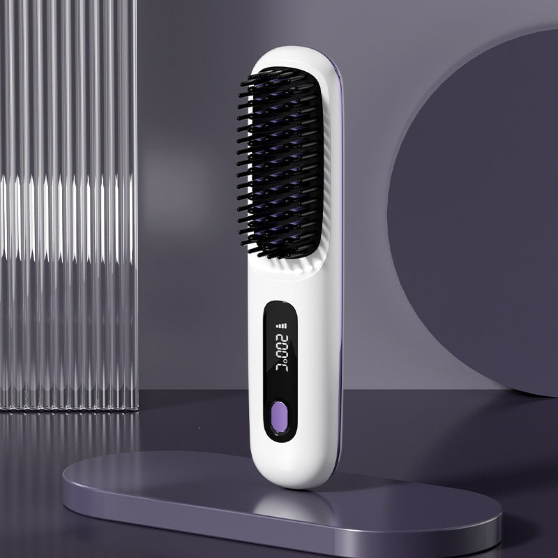 Select Society Wireless Hair Straightening Comb in action, smoothly gliding through hair for a polished look.