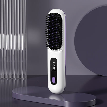 Select Society Wireless Hair Straightening Comb in action, smoothly gliding through hair for a polished look.