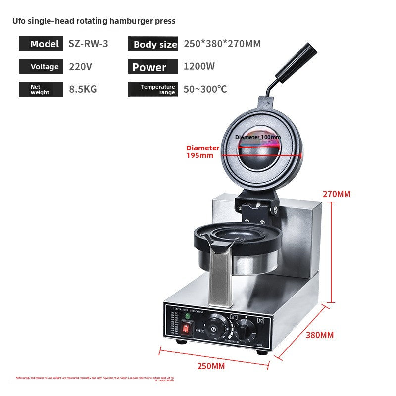 The Select Society Dual Waffle Maker positioned on a clean counter, highlighting its compact commercial footprint.