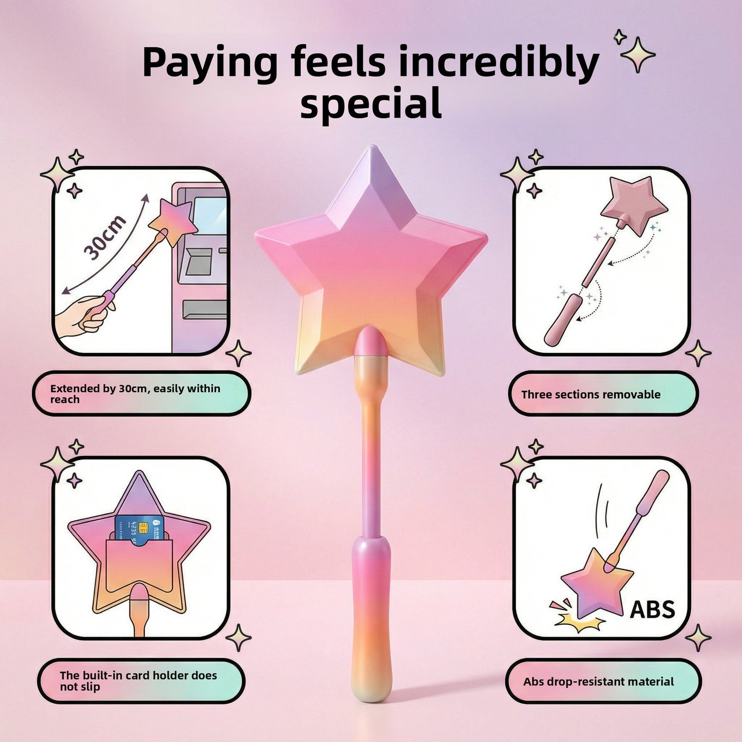 Detailed view of the durable clip mechanism on the Select Society 3D Magic Wand Payment Clip Holder.