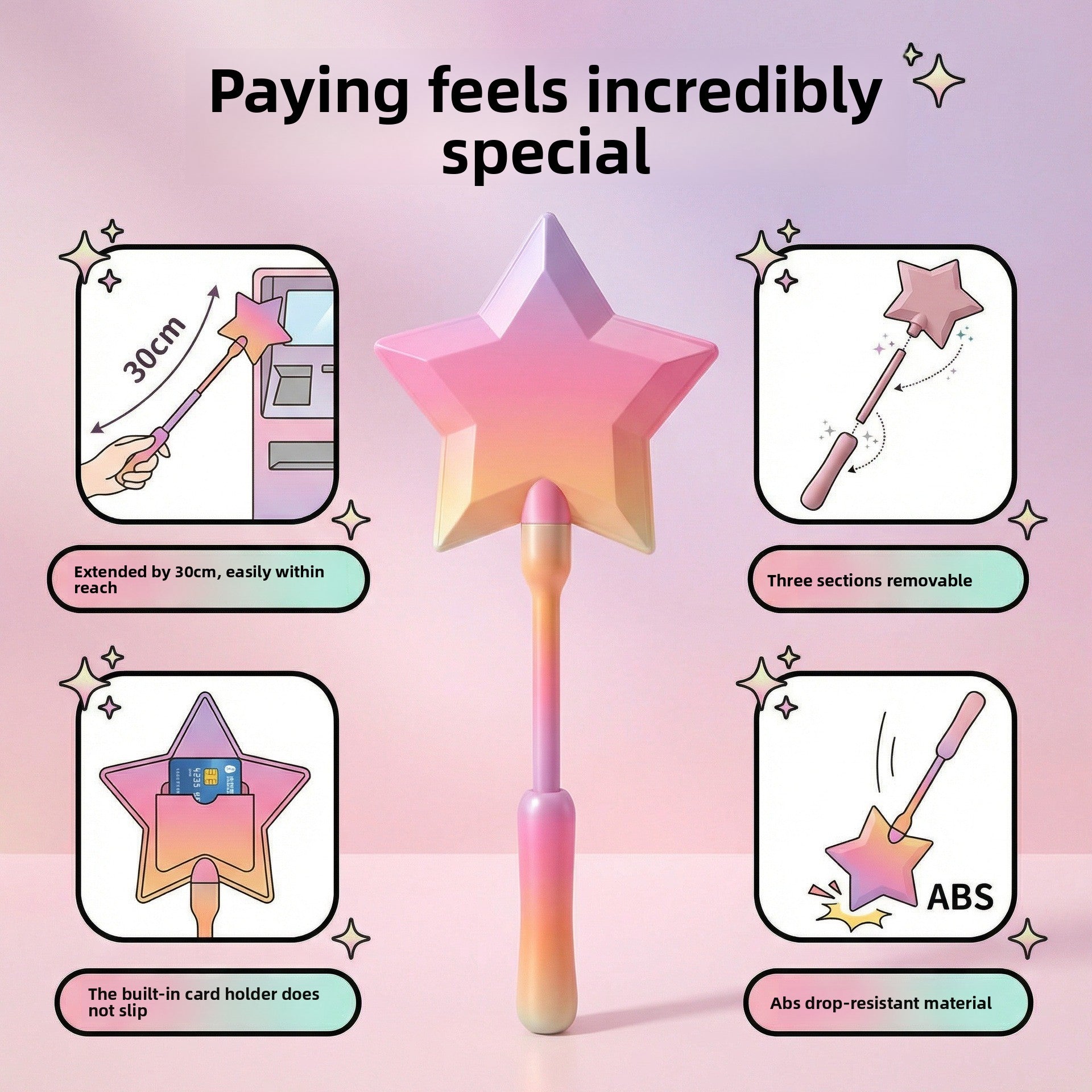 Detailed view of the durable clip mechanism on the Select Society 3D Magic Wand Payment Clip Holder.