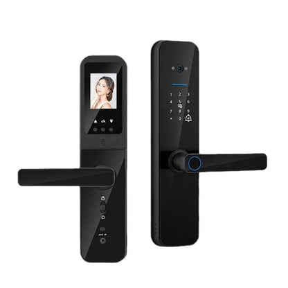 Select Society Smart Fingerprint Door Lock in use, a hand effortlessly unlocking the door with a finger scan.