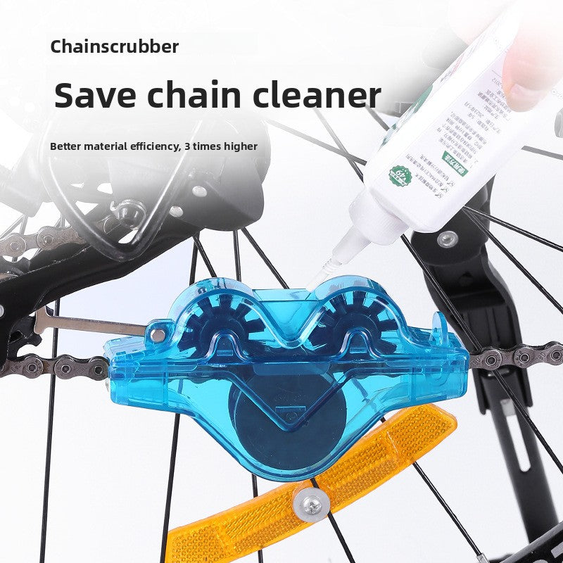 Detailed view of the Select Society Bicycle Chain Cleaner Tool's robust plastic construction and integrated cleaning brushes.
