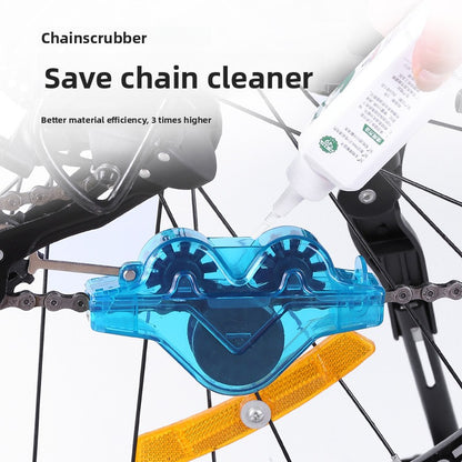 Detailed view of the Select Society Bicycle Chain Cleaner Tool's robust plastic construction and integrated cleaning brushes.