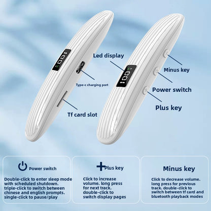 Close-up detail of the Select Society Bone Conduction Pillow Speaker's soft fabric and intuitive controls.