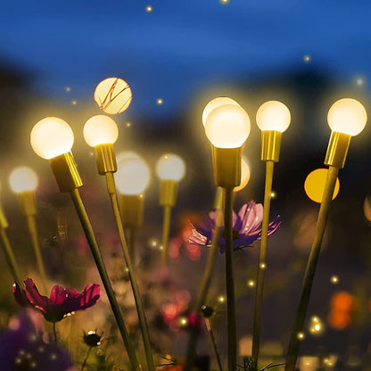 Close-up of Select Society Solar Garden Lights, highlighting the intricate 6-head warm light fixture detail.