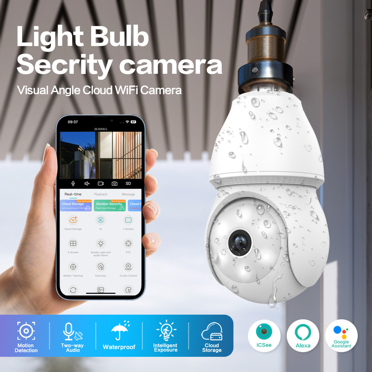 Select Society 360° Surveillance Camera Bulb packaging, showcasing the smart home security device for quality protection.