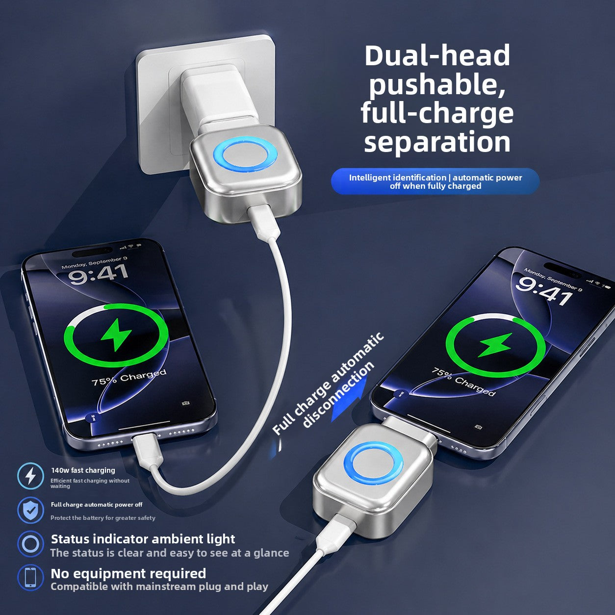 Close-up of the Select Society USB Fast Charger, highlighting the smart AI Recognition port and premium matte finish.