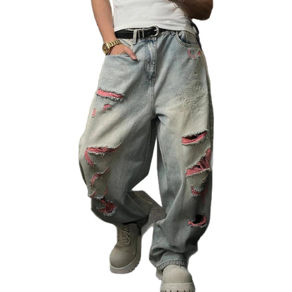 Rear view of Select Society Dragon Embroidered Blue Jeans, emphasizing the cut and overall silhouette for comfort.