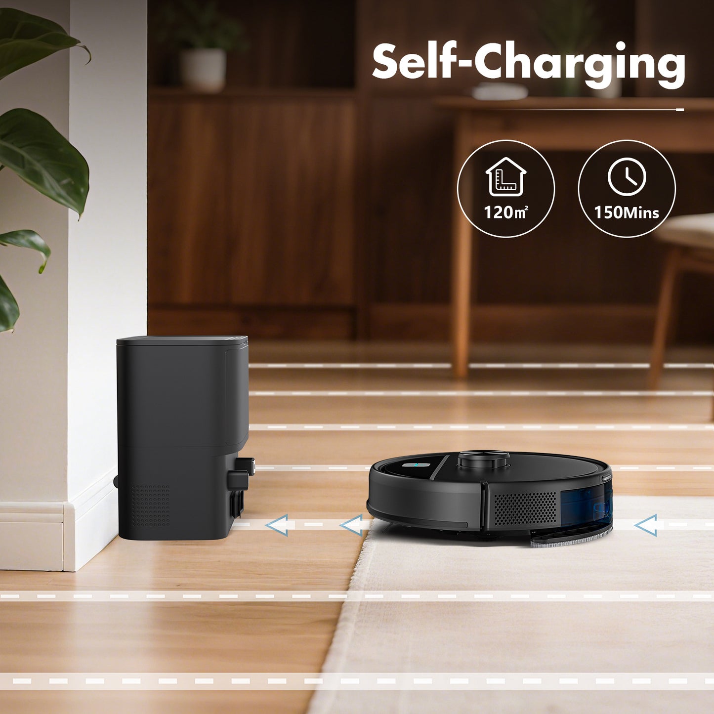 Close-up of the Select Society Robot Vacuum Cleaner's advanced brush system, designed for thorough cleaning on various floor 