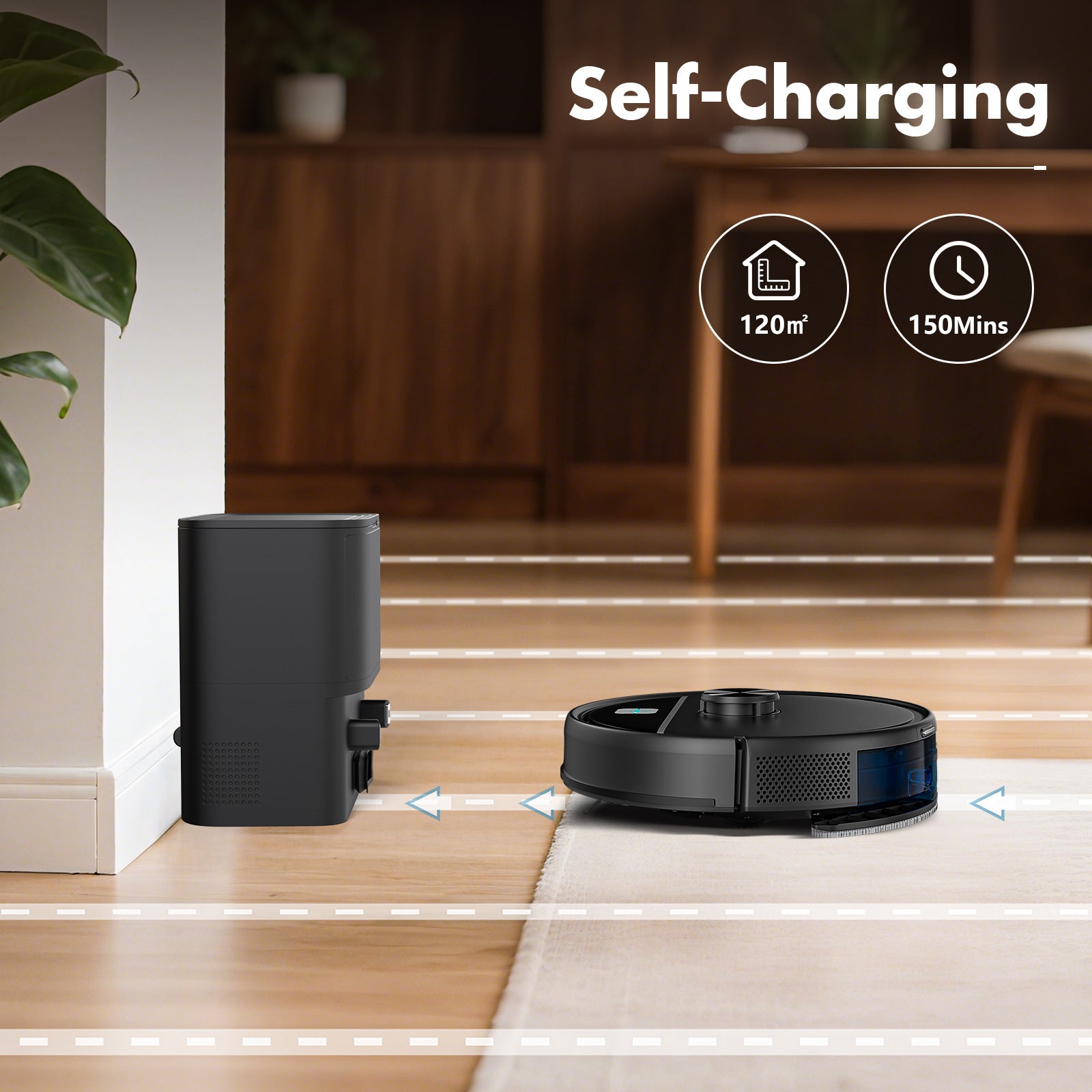 Close-up of the Select Society Robot Vacuum Cleaner's advanced brush system, designed for thorough cleaning on various floor 