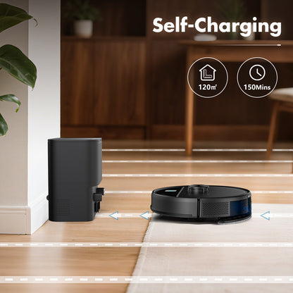 Close-up of the Select Society Robot Vacuum Cleaner's advanced brush system, designed for thorough cleaning on various floor 