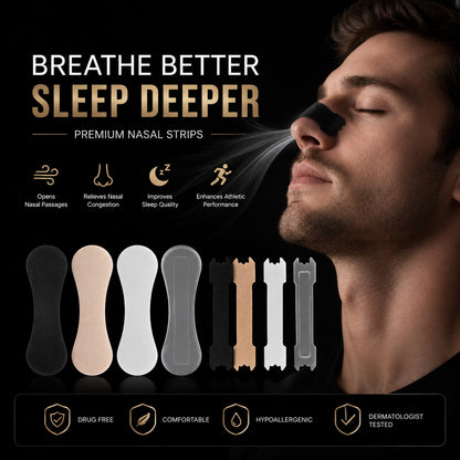 Select Society Anti-Snoring Nasal Strips, a pack of clear, flexible strips for improved breathing.