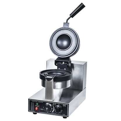 Freshly prepared golden waffles cooking on the Select Society Dual Plate Waffle Maker, steam gently rising.