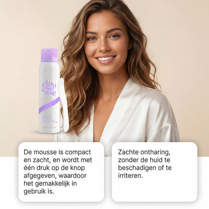 Close-up of Select Society Gentle Hair Removal Mousse, highlighting the fine, airy texture of the foam for smooth application