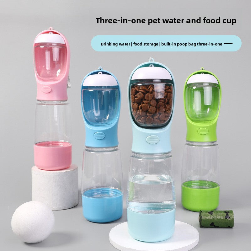 Select Society Portable Pet Water Dispenser, compact design with integrated waste box for walks.