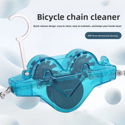 Select Society Bicycle Chain Cleaner Tool Frog Washer, showcasing its durable blue plastic casing and brush system.