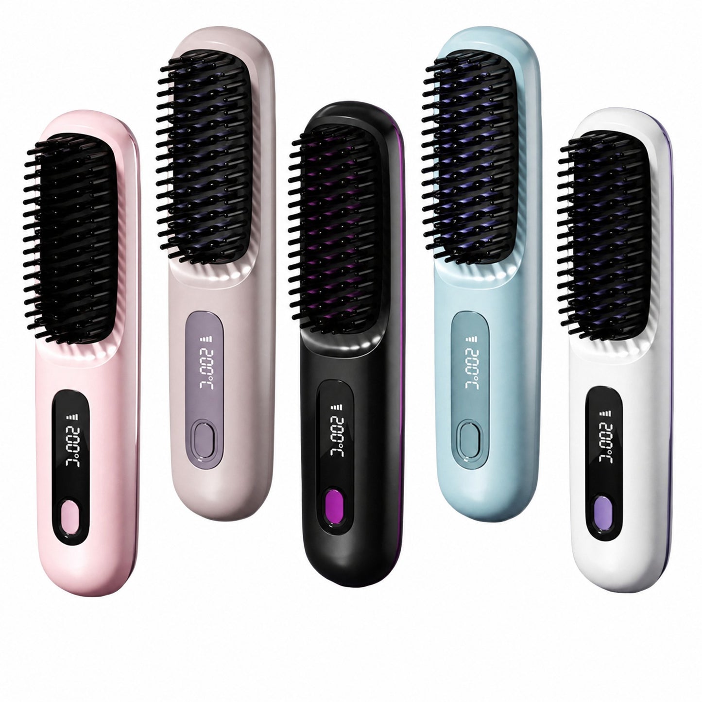 Detail of the ceramic heating elements on the Select Society Wireless Hair Straightening Comb for gentle styling.