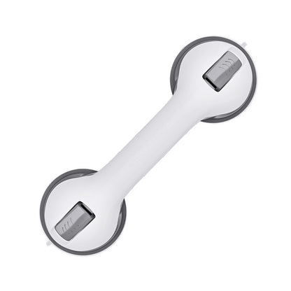 Select Society suction cup handle demonstrating its robust hold on a smooth bathroom tile surface.
