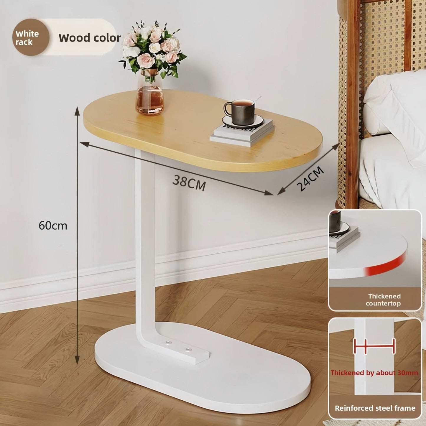 The Select Society Adjustable Sofa Side Table 60cm, demonstrating its versatility in a contemporary living space.