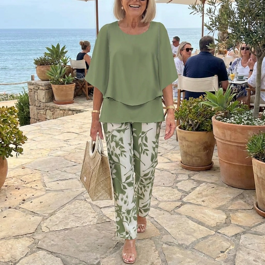 Round-Neck Three-Quarter Sleeve Top