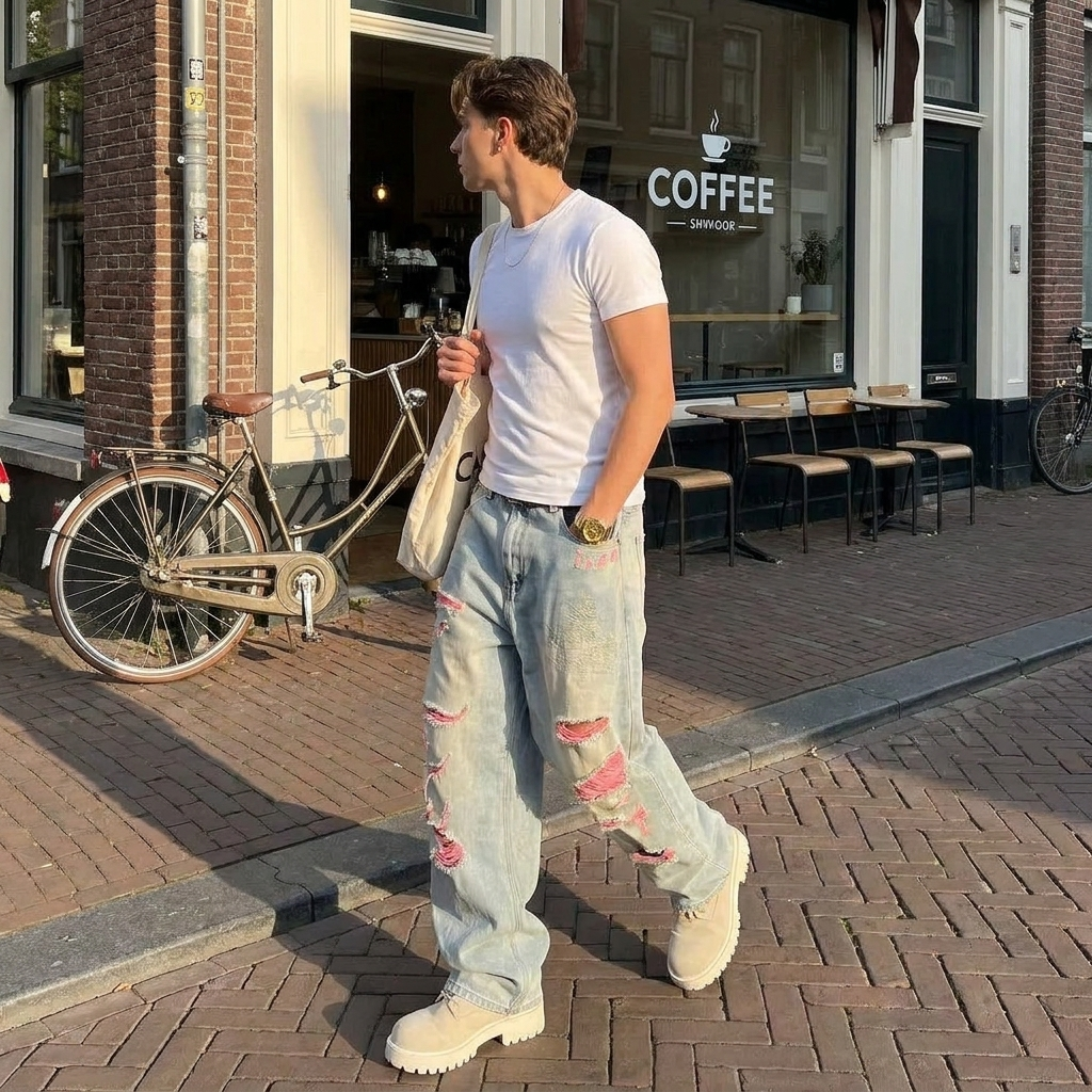 Dragon Embroidered Jeans Blue